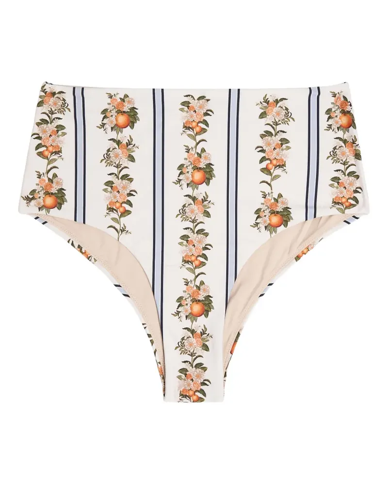 AGUA BENDITA floral-print striped bikini bottom - Weiß Weiß