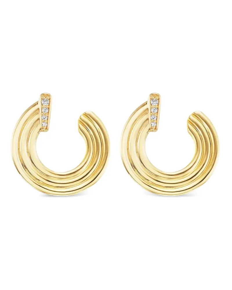Sorellina 18K yellow gold mini Record diamond earrings Gold