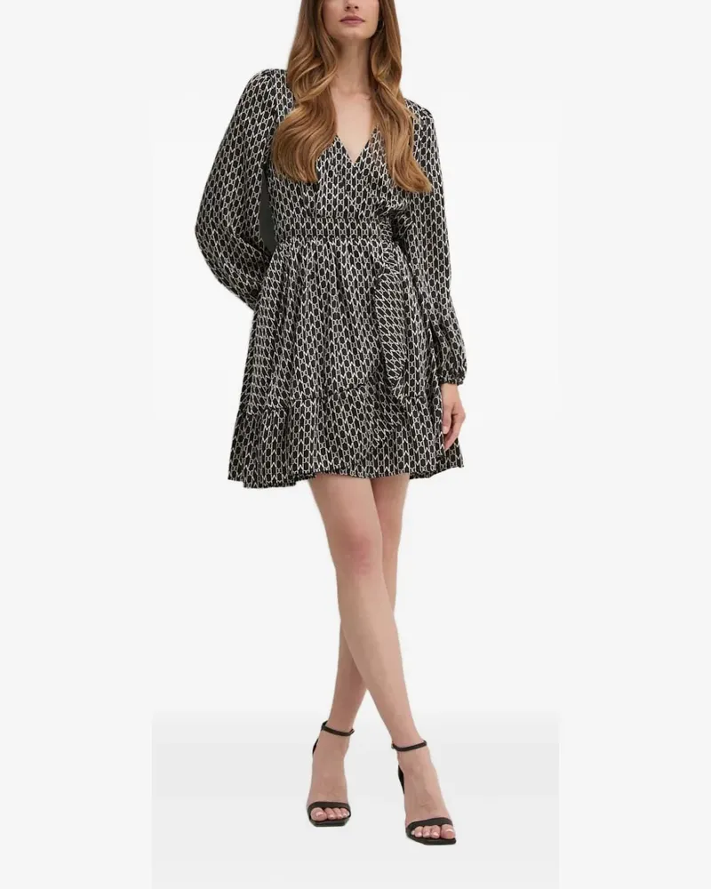 MARCIANO Los Angeles Gemustertes Minikleid mit Bindegürtel - Schwarz Schwarz