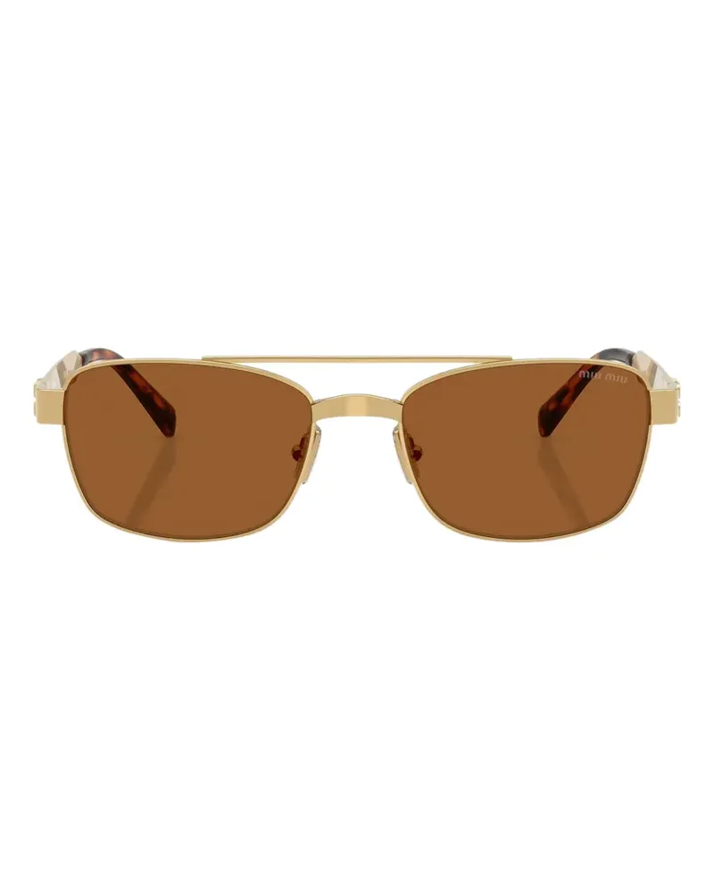 Miu Miu Sonnenbrille mit eckigem Gestell - Gold Gold