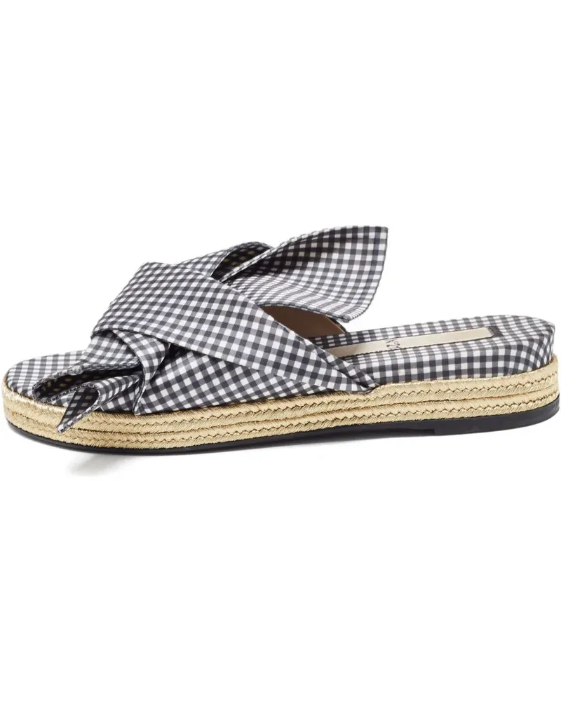 N° 21 Vichy-Sandalen mit Knoten - Schwarz Schwarz