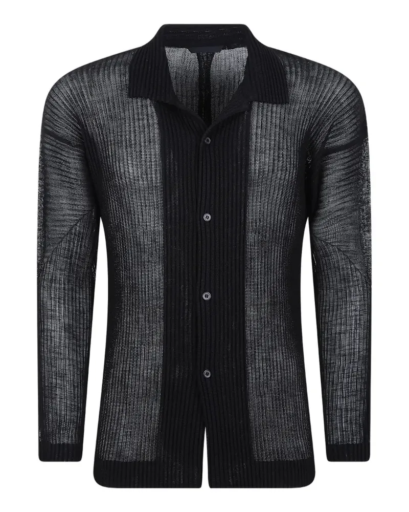 Issey Miyake Rustic Mesh pleated semi-sheer shirt - Schwarz Schwarz