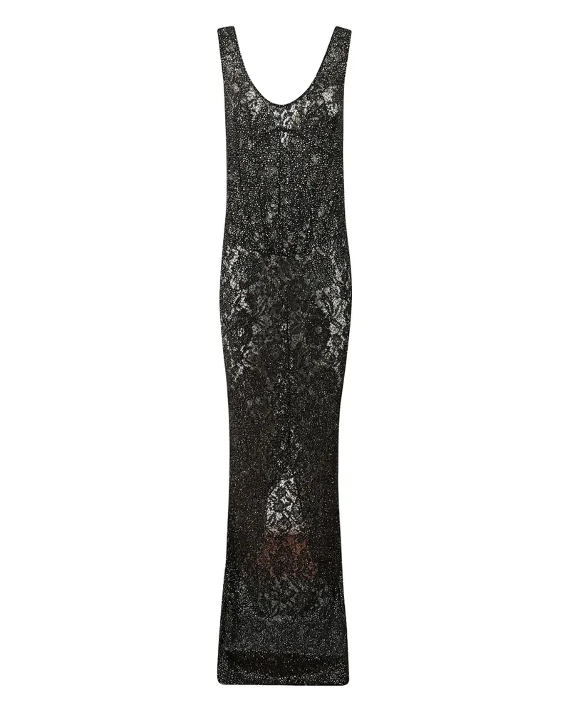 The New Arrivals Ilkyaz Ozel Maxikleid aus Spitze mit Kristallen - Schwarz Schwarz