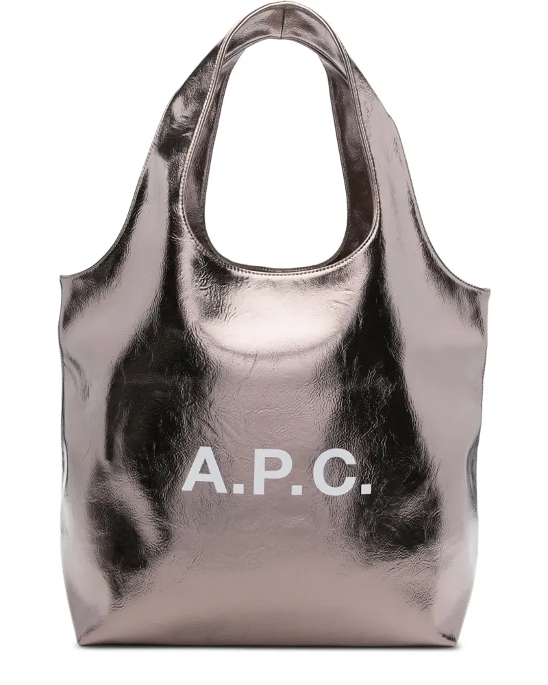 A.P.C. Großer Ninon Tote Bag mit Metallic-Logo - Gold Gold