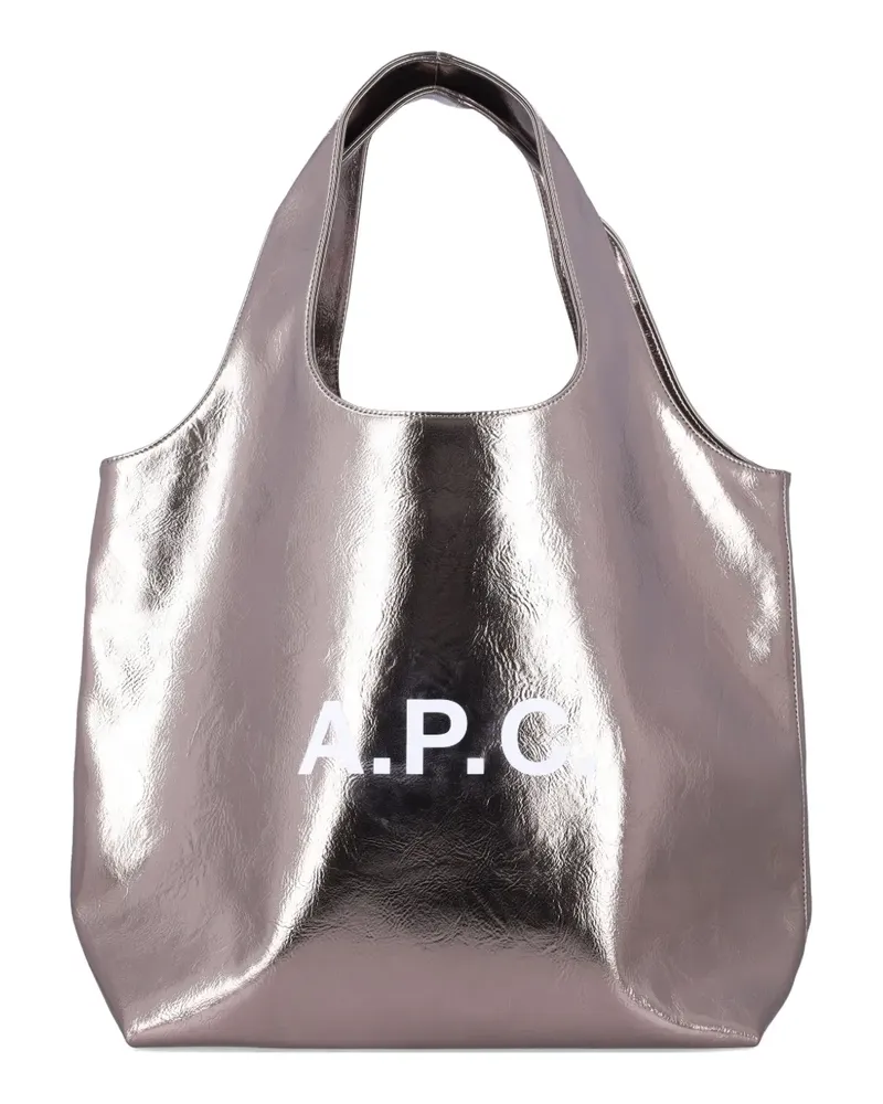 A.P.C. Großer Ninon Tote Bag mit Metallic-Logo - Gold Gold