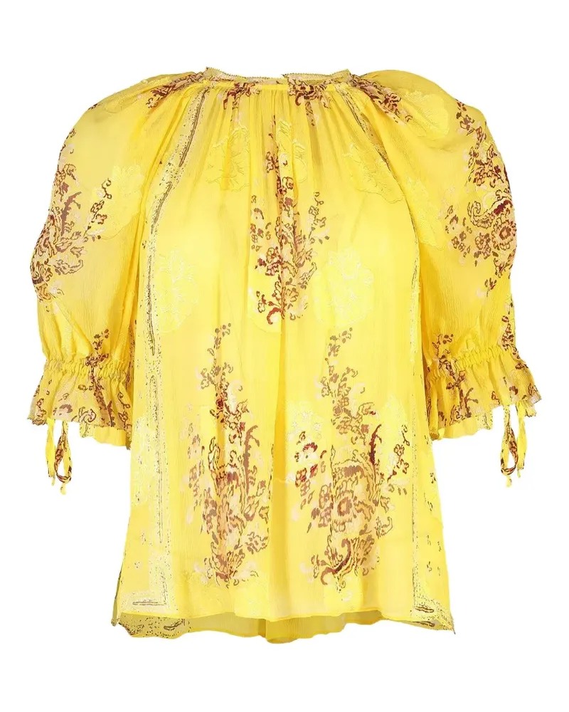 Ulla Johnson Pippa floral-print puff-sleeve blouse - Gelb Gelb