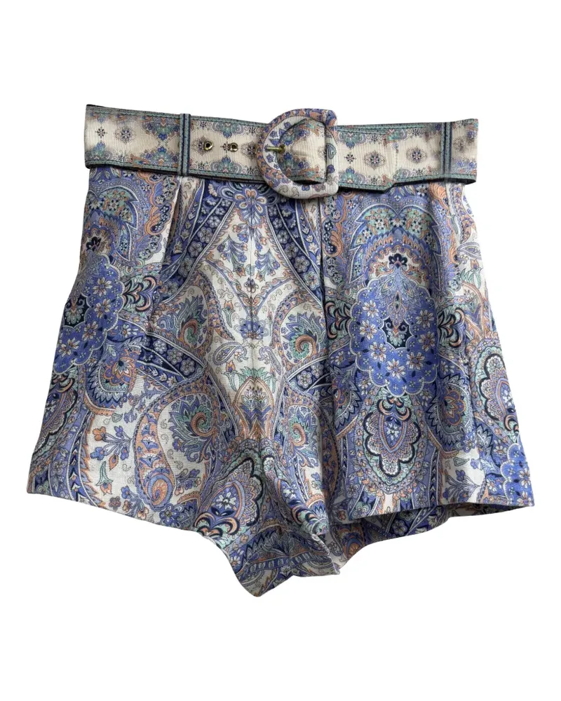 Zimmermann belted paisley-print shorts - Nude Nude