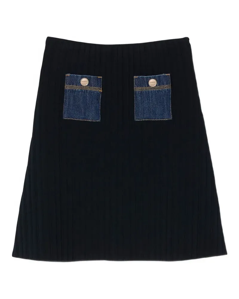 Sandro Gerippter Minirock mit Jeanstasche - Blau Blau