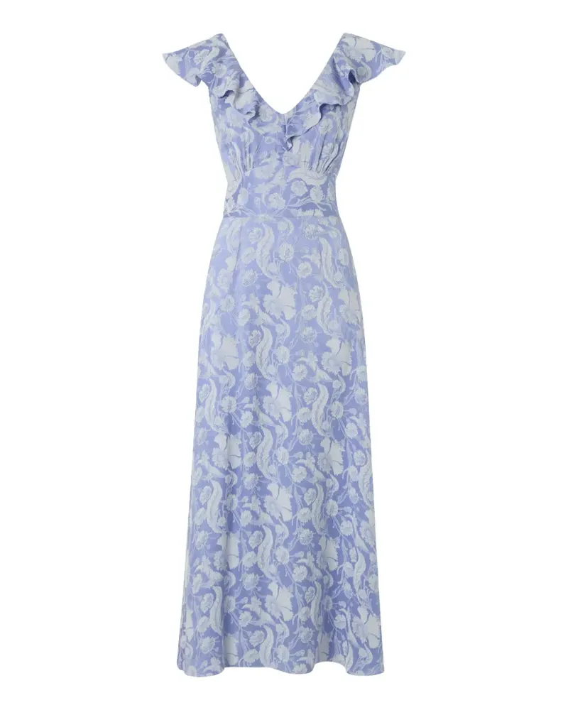 Temperley London Celine floral-jacquard ruffled dress - Blau Blau