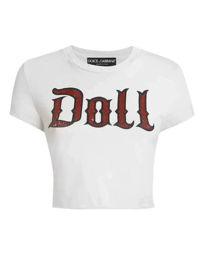 Dolce & Gabbana Cropped-Top mit Puppen-Print - Weiß Weiß