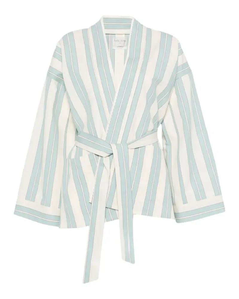 forte_forte striped wrap jacket - Blau Blau