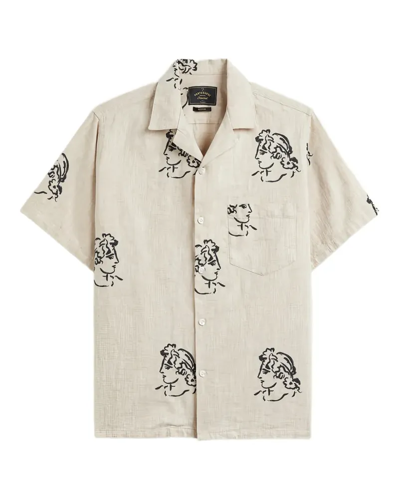 Portuguese Flannel Conimbriga graphic-print short-sleeve cotton shirt - Nude Nude