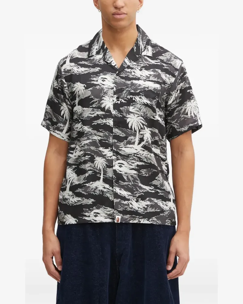 BAPE palm-tree printed shirt - Schwarz Schwarz