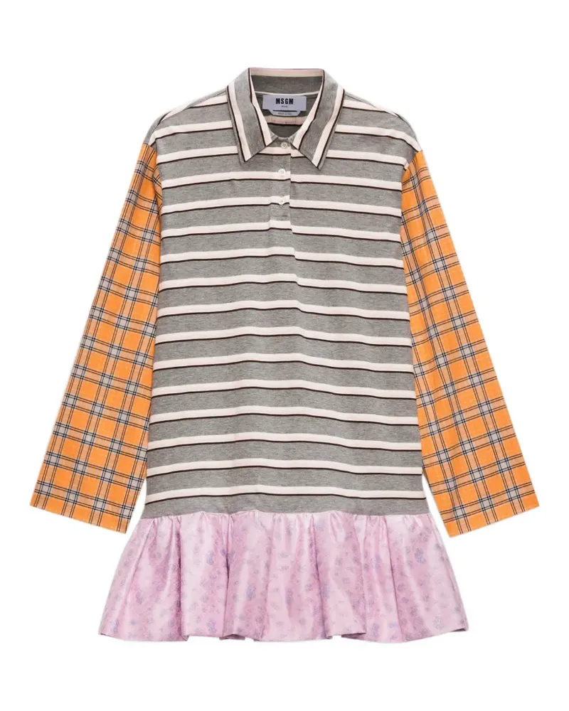 MSGM Minikleid mit gestreiftem Karomuster - Grau Grau
