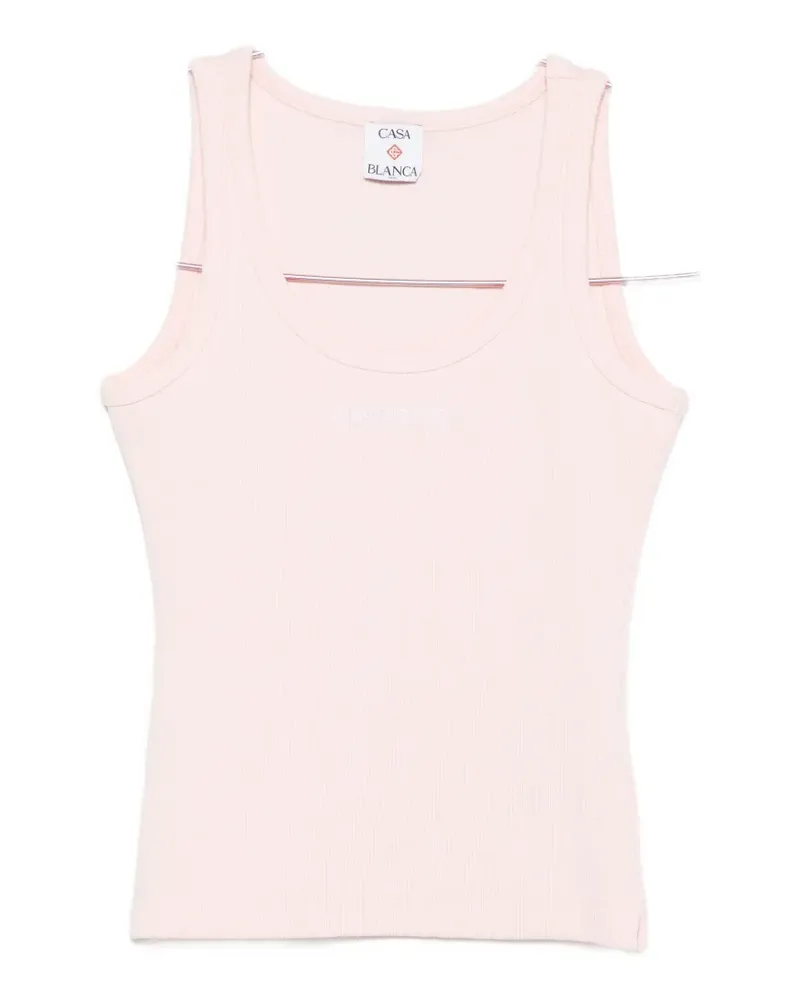 Casablanca Paris ribbed-knit logo-embroidered tank top - Rosa Rosa