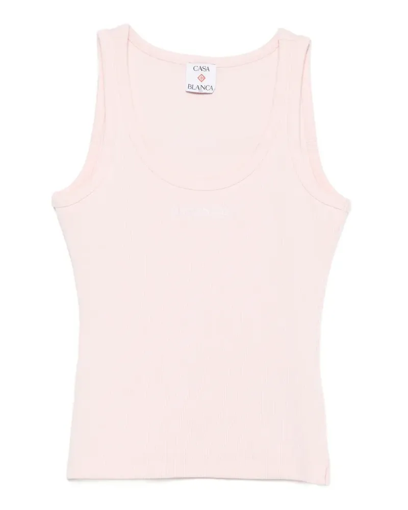 Casablanca Paris ribbed-knit logo-embroidered tank top - Rosa Rosa