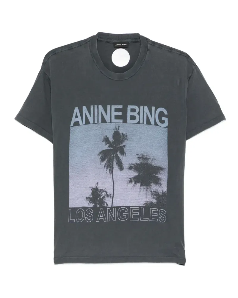 Anine Bing palm-print T-shirt - Grau Grau