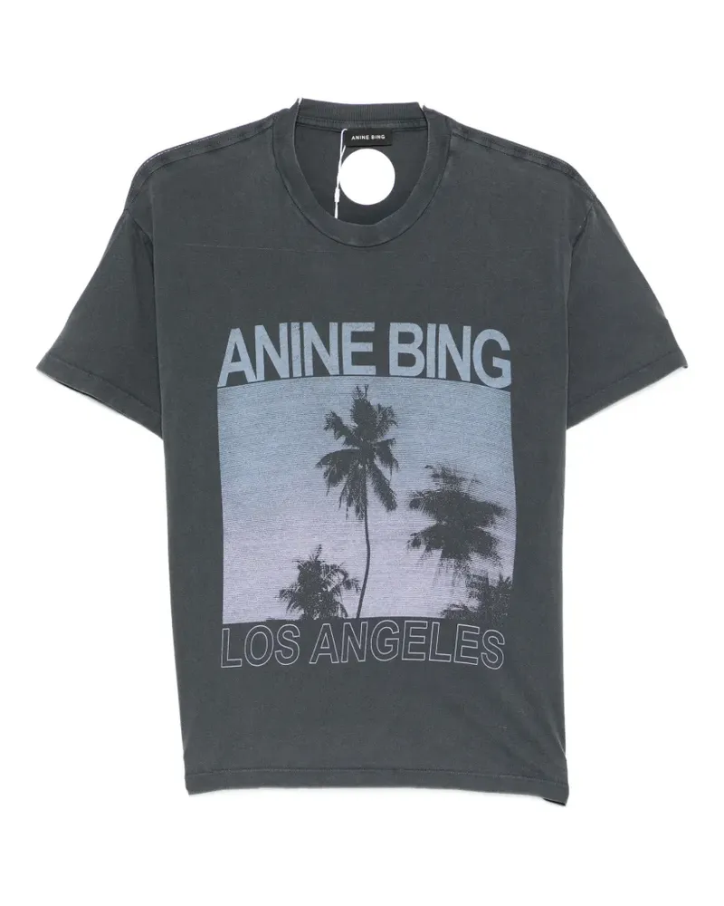 Anine Bing palm-print T-shirt - Grau Grau