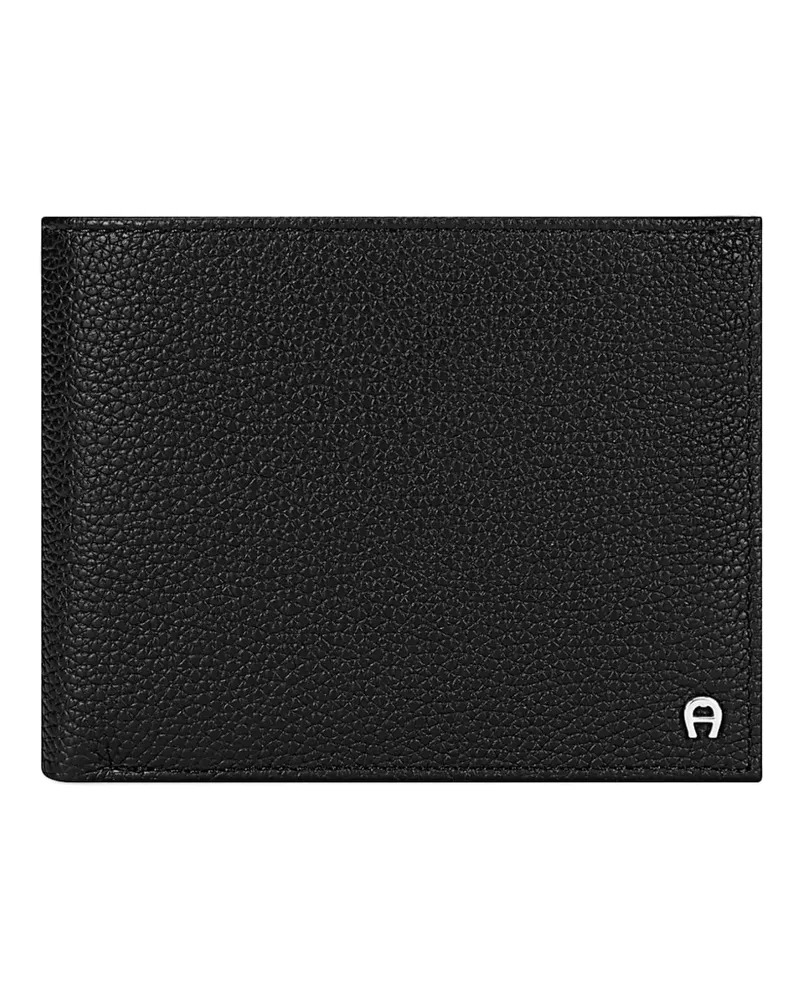 Aigner Mica Portemonnaie aus gekörntem Leder mit Logoplakette - Schwarz Schwarz
