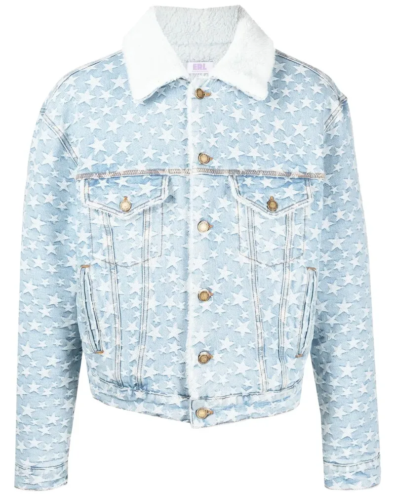 ERL Jeansjacke mit Stern-Jacquardmuster - Blau Blau
