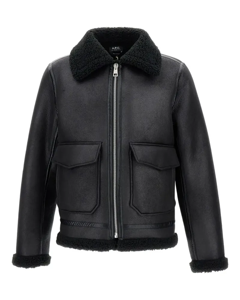 A.P.C. shearling flap-pocket jacket - Schwarz Schwarz