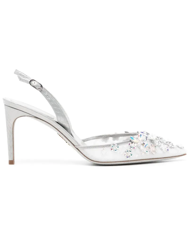 René Caovilla Pumps mit Kristallen - Silber Silber