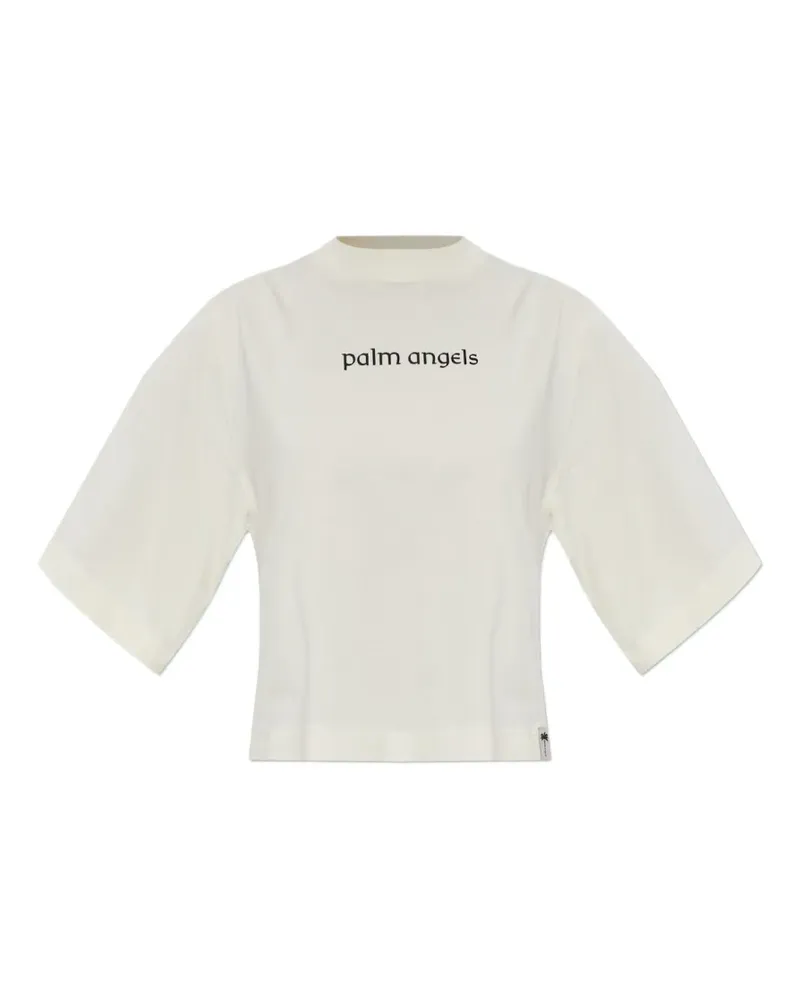 Palm Angels Cropped-T-Shirt mit Logo-Print - Nude Nude