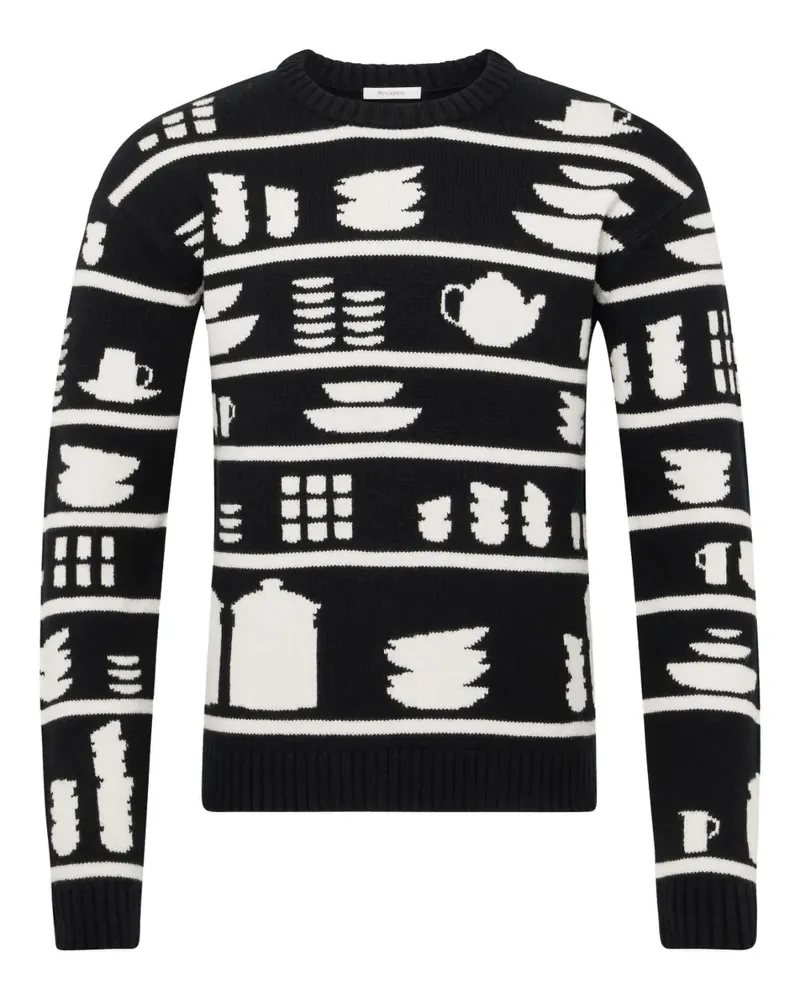 J.W.Anderson Rundhals-Pullover mit Tafelmuster - Schwarz Schwarz