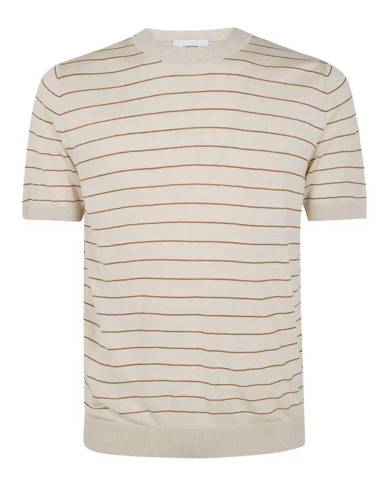 LARDINI Gestricktes T-Shirt mit Streifen - Nude Nude