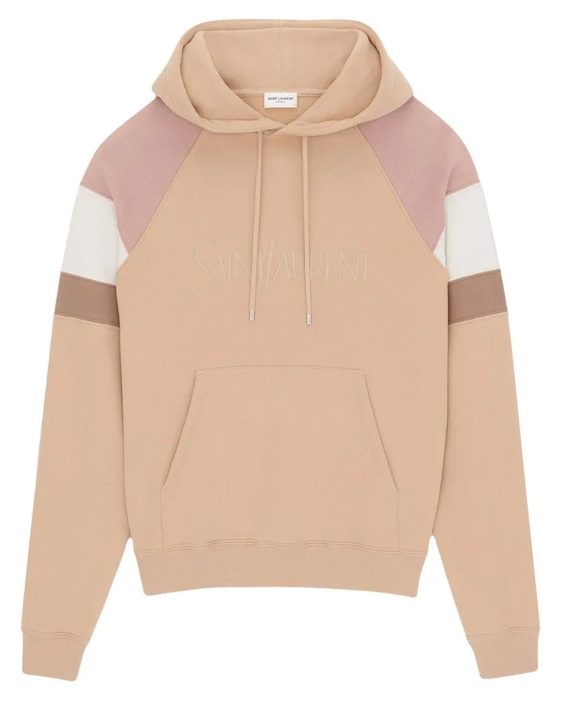 Saint Laurent Hoodie mit Logo-Stickerei - Nude Nude