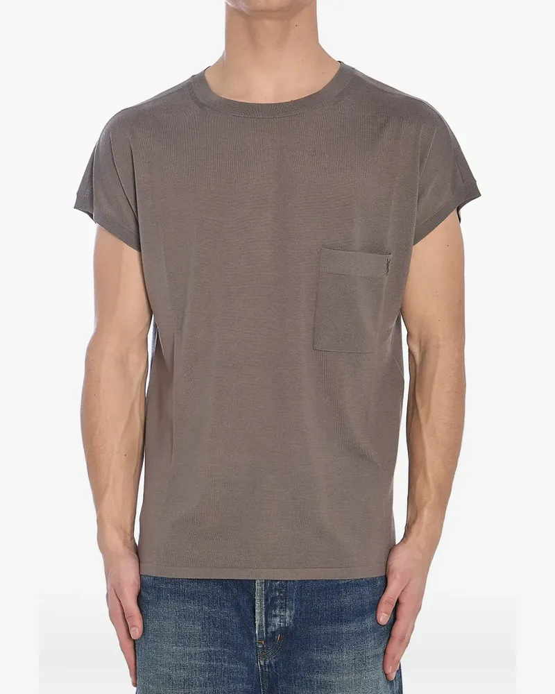 Saint Laurent T-Shirt aus Wolle - Grau Grau