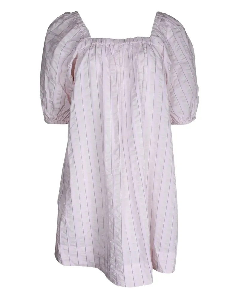 Ganni striped balloon-sleeve mini dress - Rosa Rosa