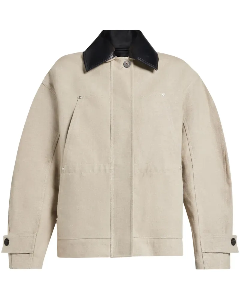 Ferragamo Leinenjacke mit Kontrastkragen - Nude Nude