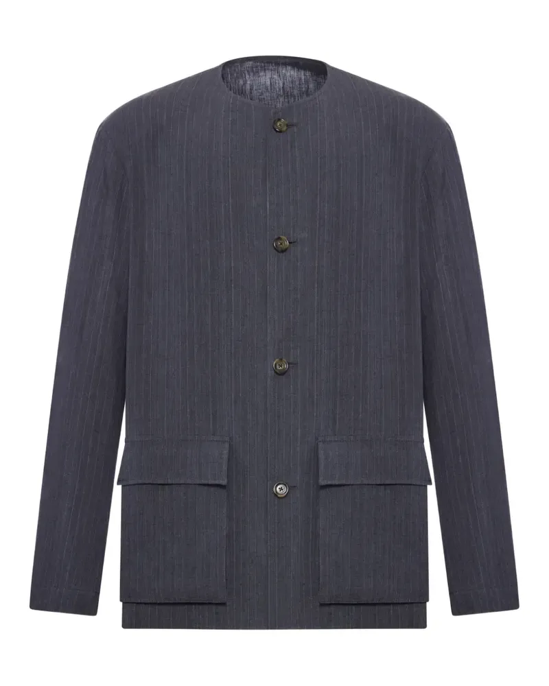 LARDINI Kragenlose Jacke mit Nadelstreifen - Blau Blau