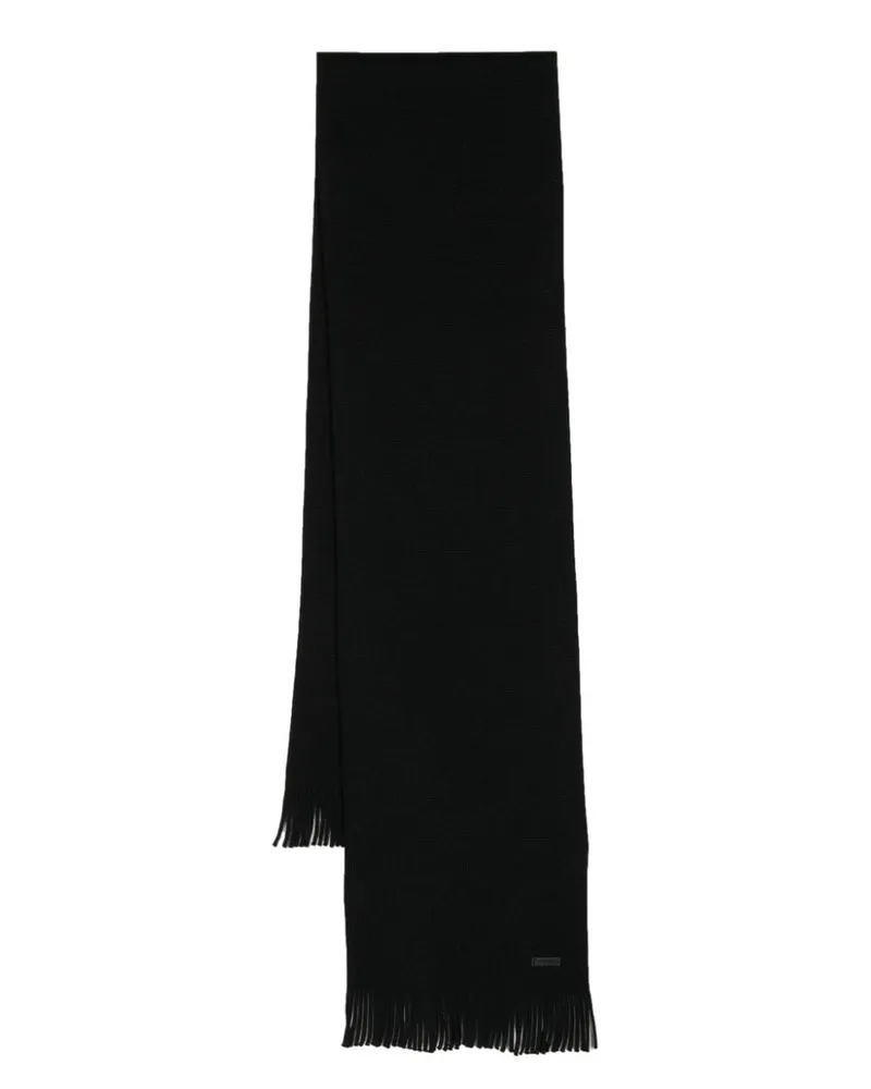 HUGO BOSS Schal mit Logo-Patch - Schwarz Schwarz