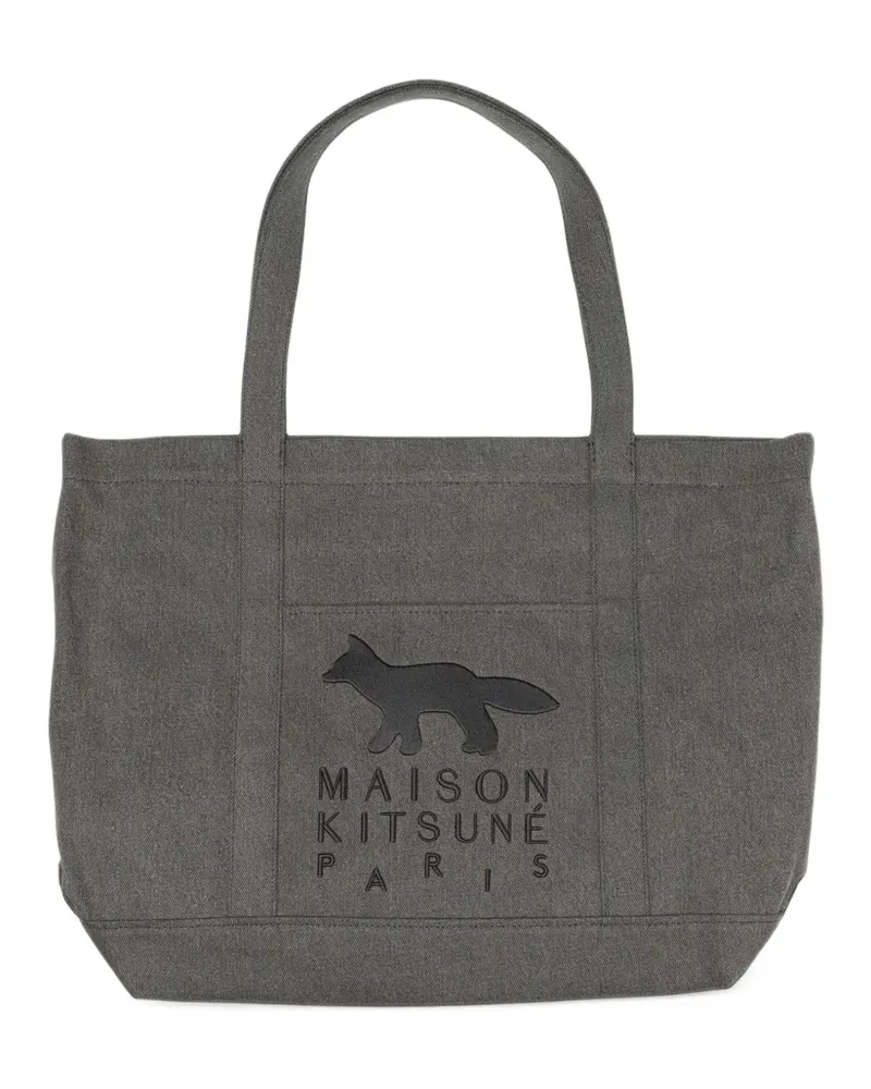 Kitsuné Large Profile Fox Tote Bag mit Logo-Print - Schwarz Schwarz
