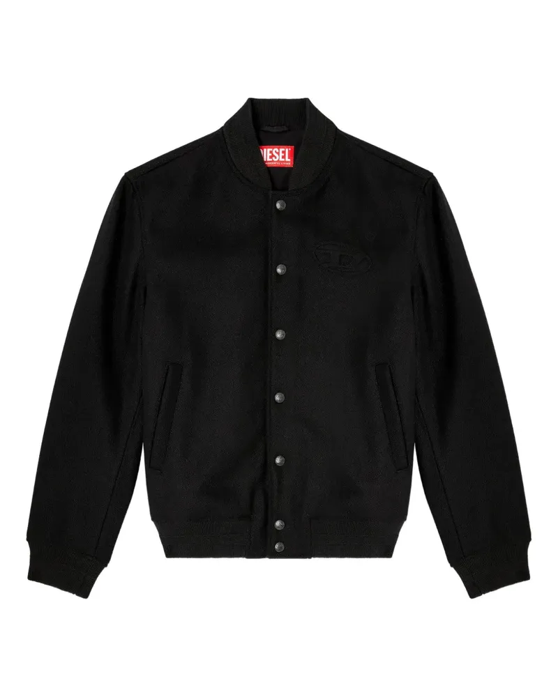 Diesel Bomberjacke mit Logo-Stickerei - Schwarz Schwarz
