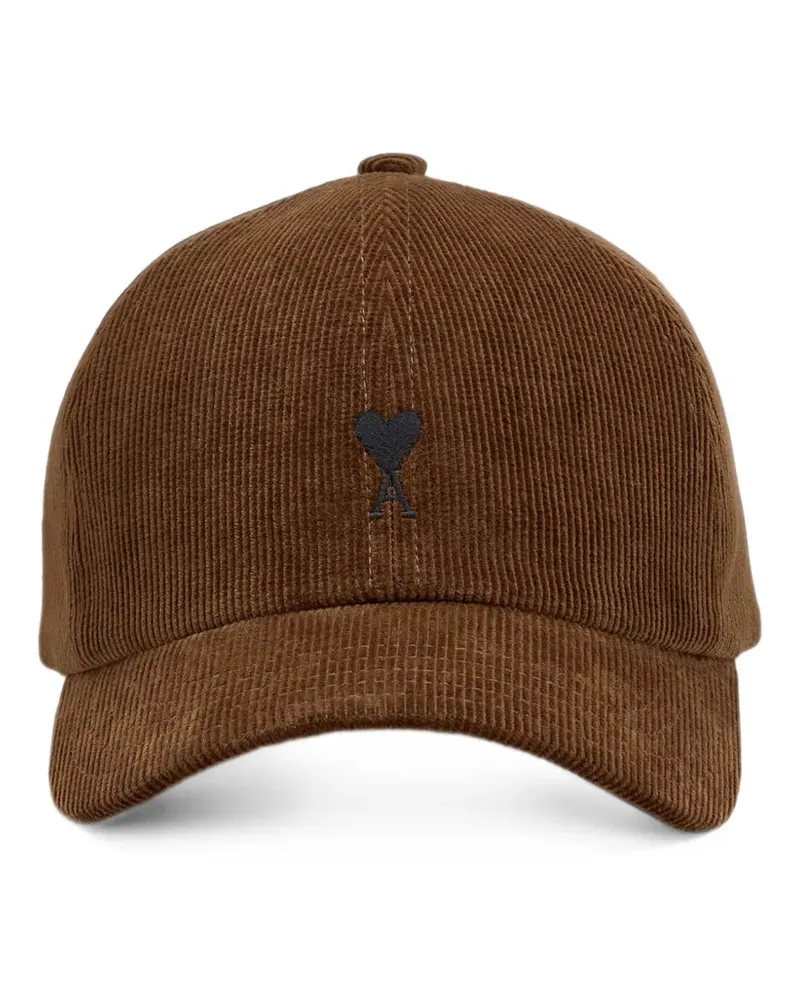 AMI Paris brown corduroy cotton cap with Ami de Coeur - Braun Braun