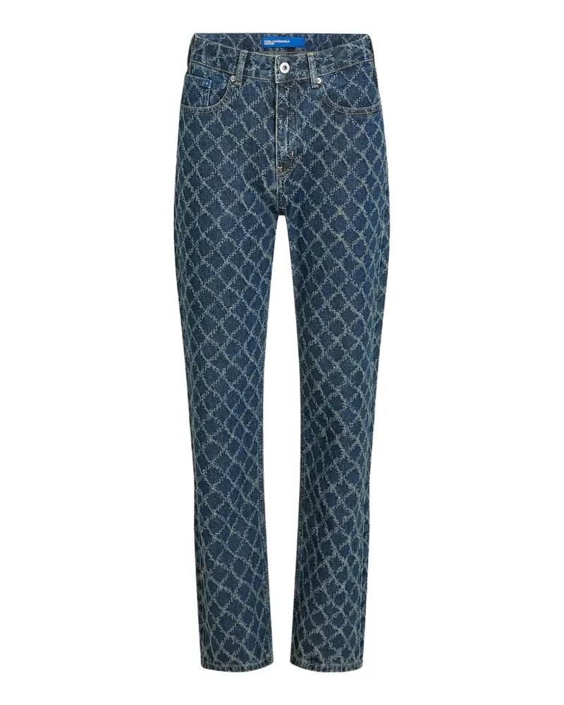 Karl Lagerfeld argyle-pattern straight-leg jeans - Blau Blau
