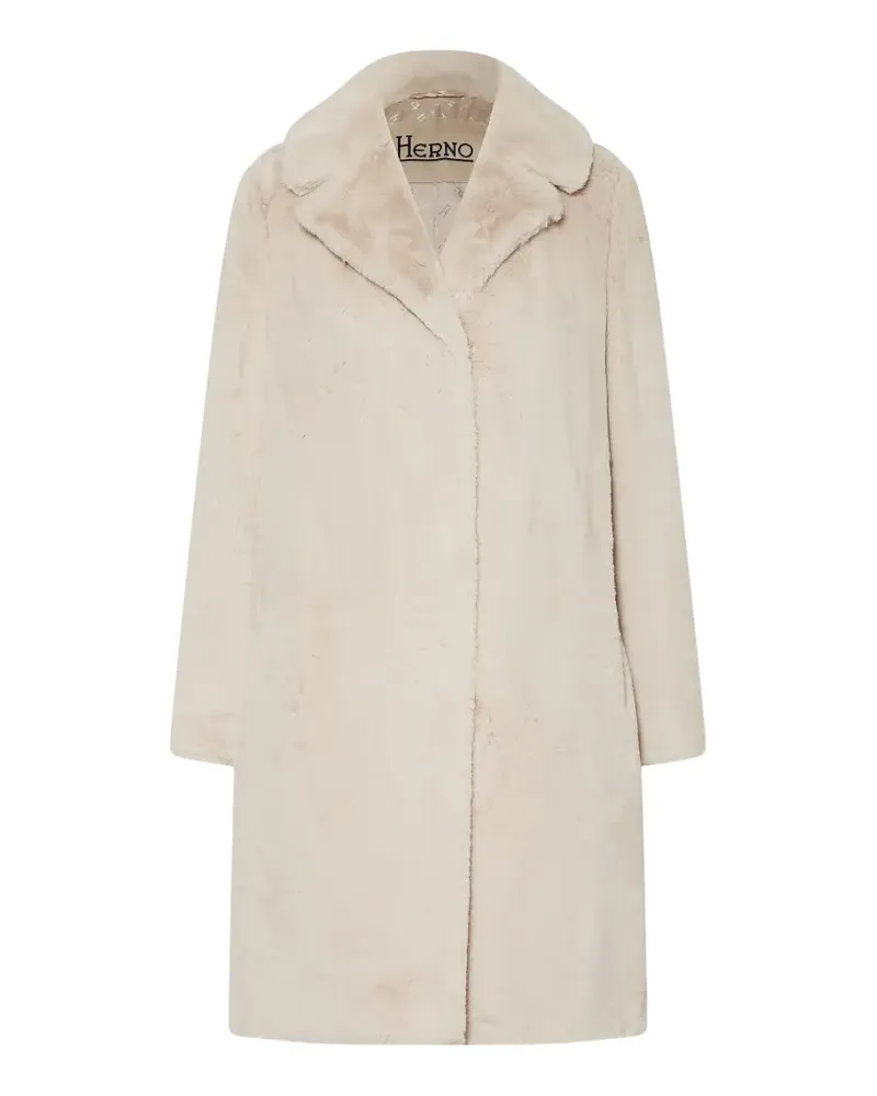 Herno concealed-fastening faux-fur coat - Nude Nude