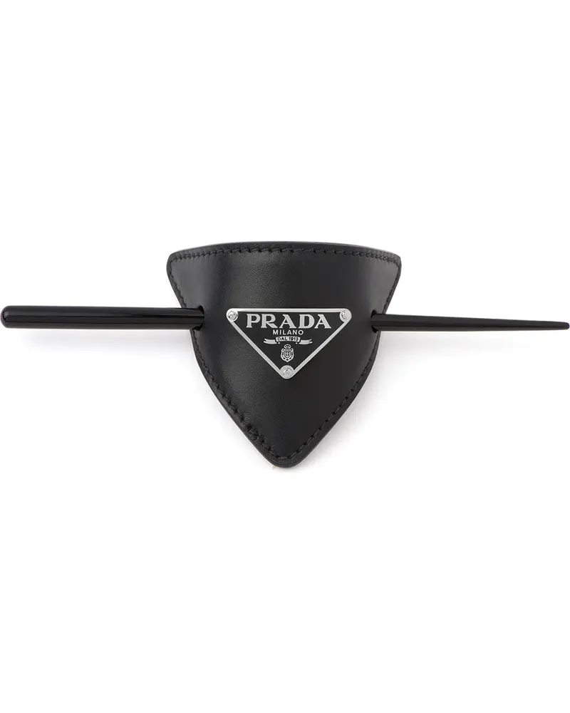 Prada Haarspange mit Triangel-Logo - Schwarz Schwarz