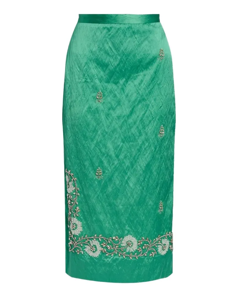 Erdem Midirock mit Blumenstickerei - Grün Grün