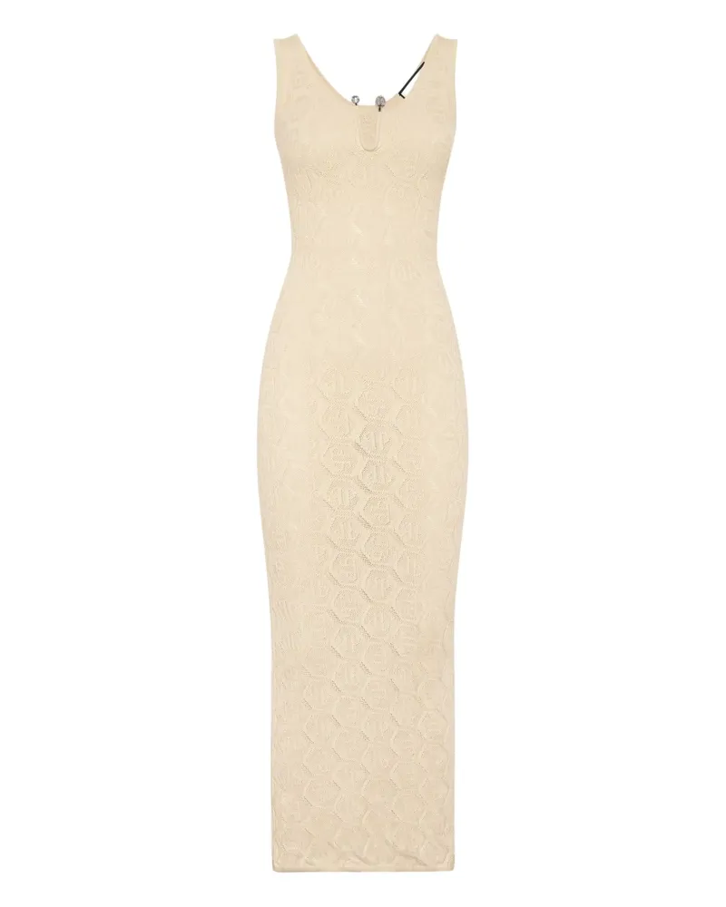 Philipp Plein Midikleid mit Monogramm - Nude Nude