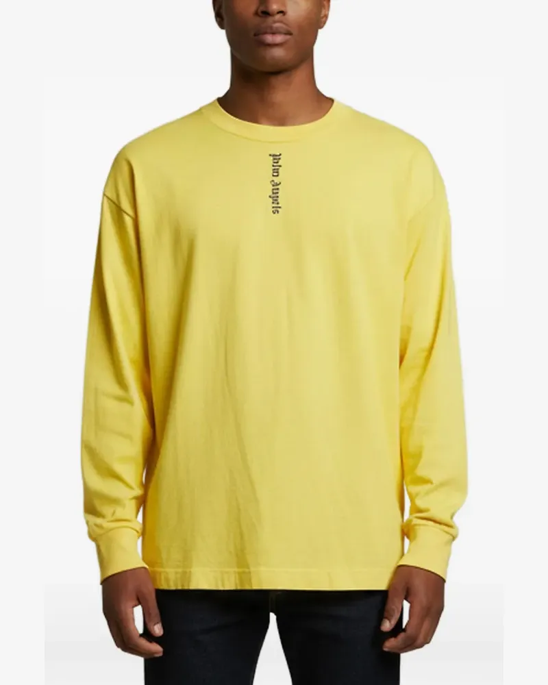 Palm Angels Langarmshirt mit Logo-Print - Gelb Gelb