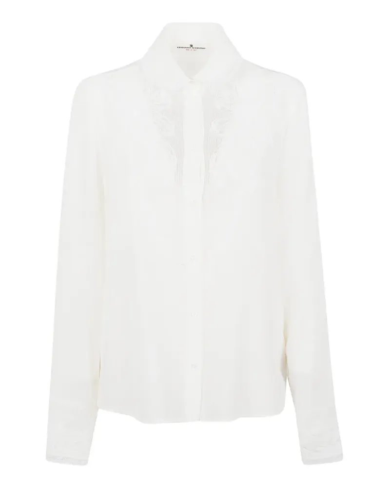 Ermanno Scervino lace-appliqué silk shirt - Weiß Weiß