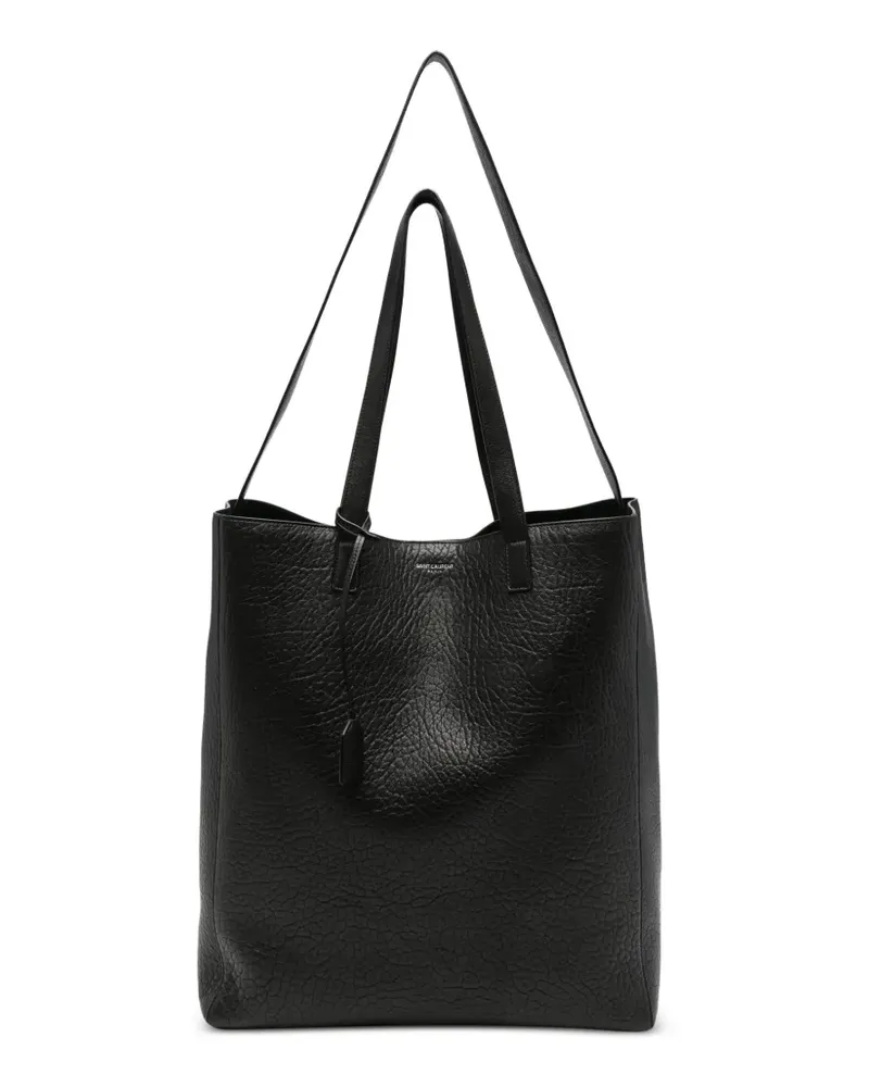 Saint Laurent Große Bold Tote Bag aus gekörntem Leder - Schwarz Schwarz