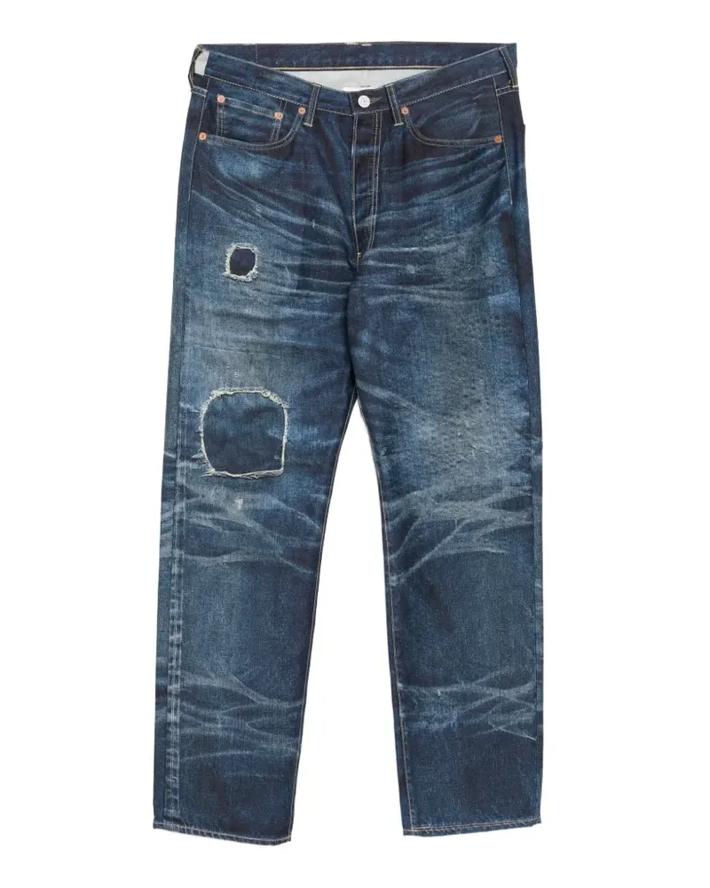 Junya Watanabe whiskering-effect trousers - Blau Blau