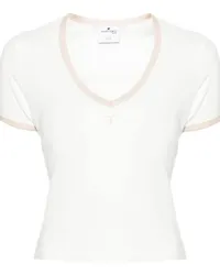 Courrèges T-Shirt mit Logo-Stickerei Weiß