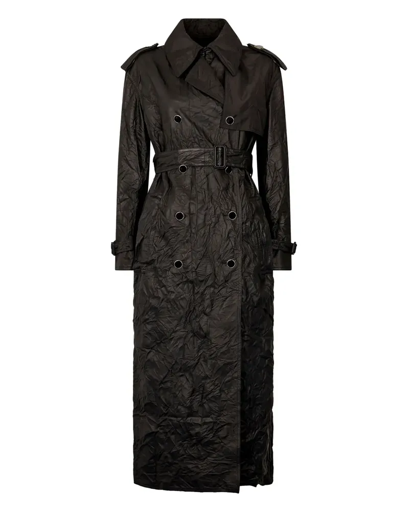 Roberto Cavalli Trenchcoat mit Knitteroptik - Schwarz Schwarz