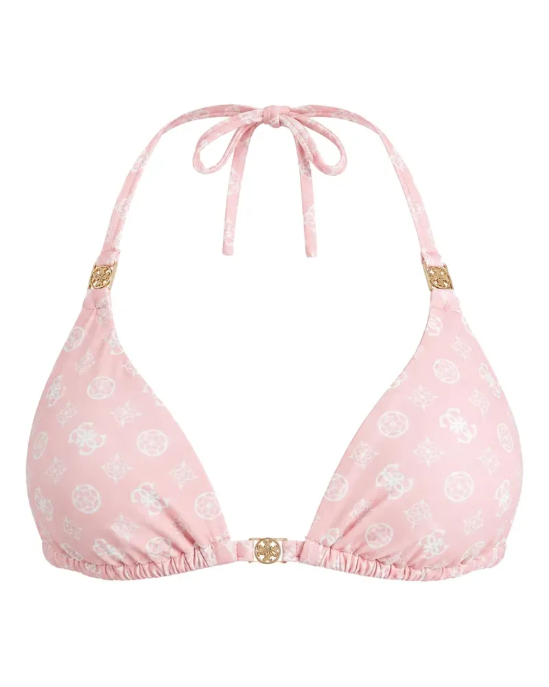 Guess monogram-print halterneck bikini top - Rosa Rosa